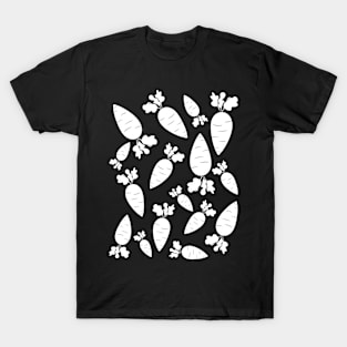 Carrots All Over Print Black White Line T-Shirt